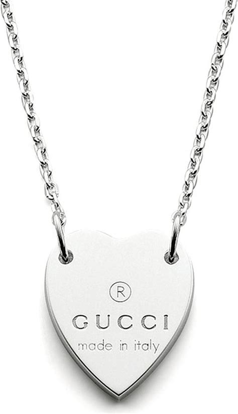 gucci trademark heart silver necklace|Gucci necklace with heart pendant.